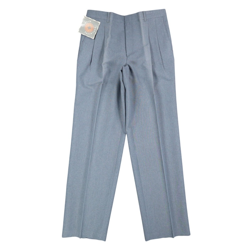 Levi's Travellers Trousers Mens 34x32 Vintage 80s Blue Gray Pleated Deadstock